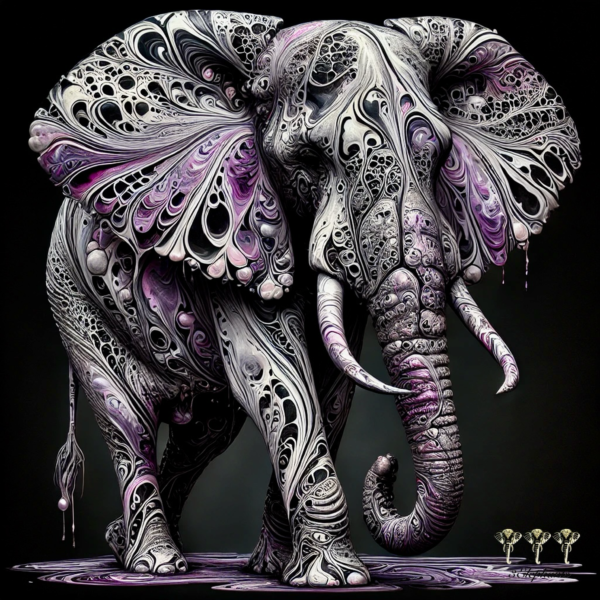 Elephant, Grey & Purple