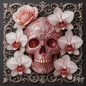 Pink Sugar Skull with Rose&Cataleya