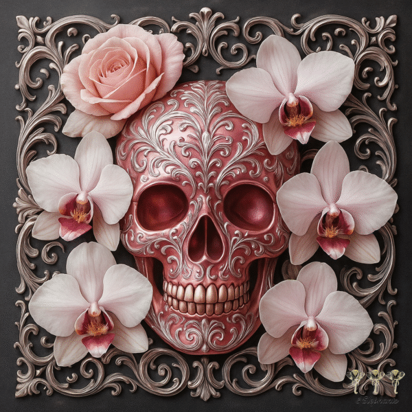 Pink Sugar Skull with Rose&Cataleya